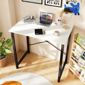 32 Inch Small Computer Desk Home Office Modern Simple Bedroom Study Writing Table X-Shaped Reinforcement Frame