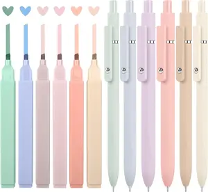 12 PCS Aesthetic Bible Highlighters and Gel Pens, Cute School Supplies for College Study, Preppy Stuff, Office Desk Accessories for Journaling Planner Note Taking College Essentials Nurse Supplies
