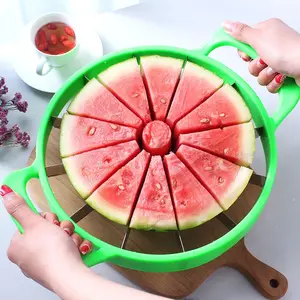 Easy-Wrap Watermelon Slicer, Stainless Steel Blade, Non-Slip Grip, Reusable Kitchen Tool, Multifunctional Fruit Cutter