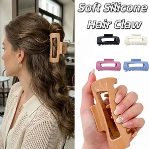 4 Soft Shark Clips Durable Hair Accessories Perfect for Styling & Holding Hairstyles Ideal for Daily Use & Special Occasions Large Non-slip Matte Silicone Hair Claw Clips Safe Soft Multi-Pack Strong Hold for Thick Curly Hair Women Girls Office TravelParty