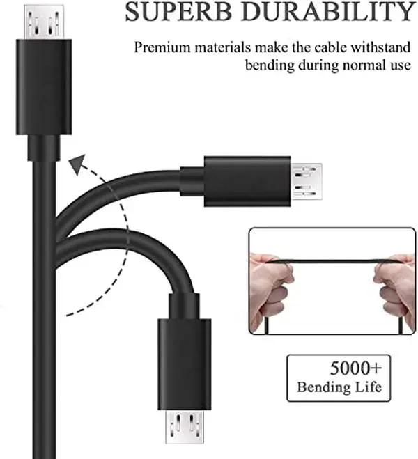 Micro USB Cable, 2 Pack (6FT, 10FT) Android Charger Cable, Android Fast Charger Cord Compatible with Samsung Galaxy S7/S6/S7 Edge/S5, Note 5/4, LG G4, HTC, PS4 Controllers, Cameras, MP3 Players