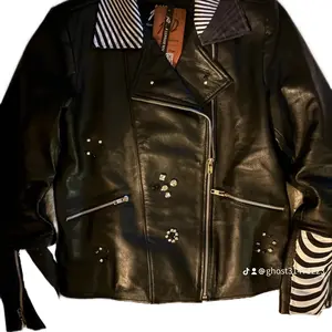 Women's Custom Designed Black and White Leather Jacket - Top Quality Women's Wear - Womenswear, Tops