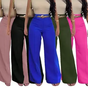 Women's Plain Pocket Wide Leg Pants, Casual Comfy Minimalist Trousers For Spring & Fall, Bottoms Daily Wear