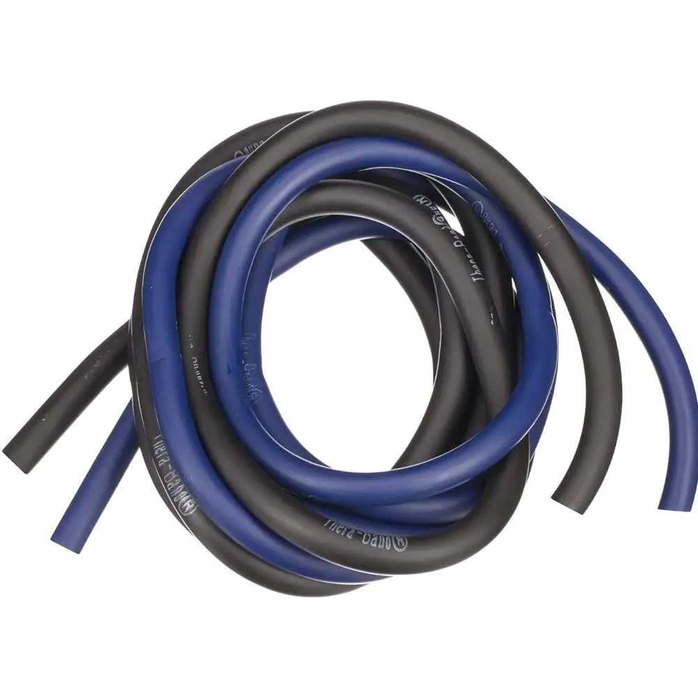 THERABAND Resistance Tubes, Professional Latex Elastic Tubing For Upper & Lower Body, Core Exercise, Physical Therapy, Lower Pilates, At-Home Workouts, & Rehab, 5 Foot, Blue & Black, Advanced Set