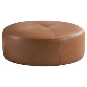 Rochelle Tan Leather Ottoman