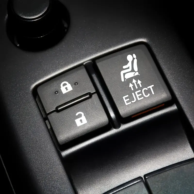 4-Pack Funny Ejection Seat Button Car Stickers - Matte Vinyl Self-Adhesive Decals for Cars Trucks SUVs Laptops & Water Bottles - Durable Cartoon Ejection Icons for Humorous Dashboard Decoration