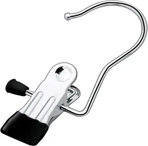 Boot Hanging Clips Hooks - 10 Pcs Boot Hangers Laundry Clips Stainless Steel Clothes Pins for Drying Sock (Black)