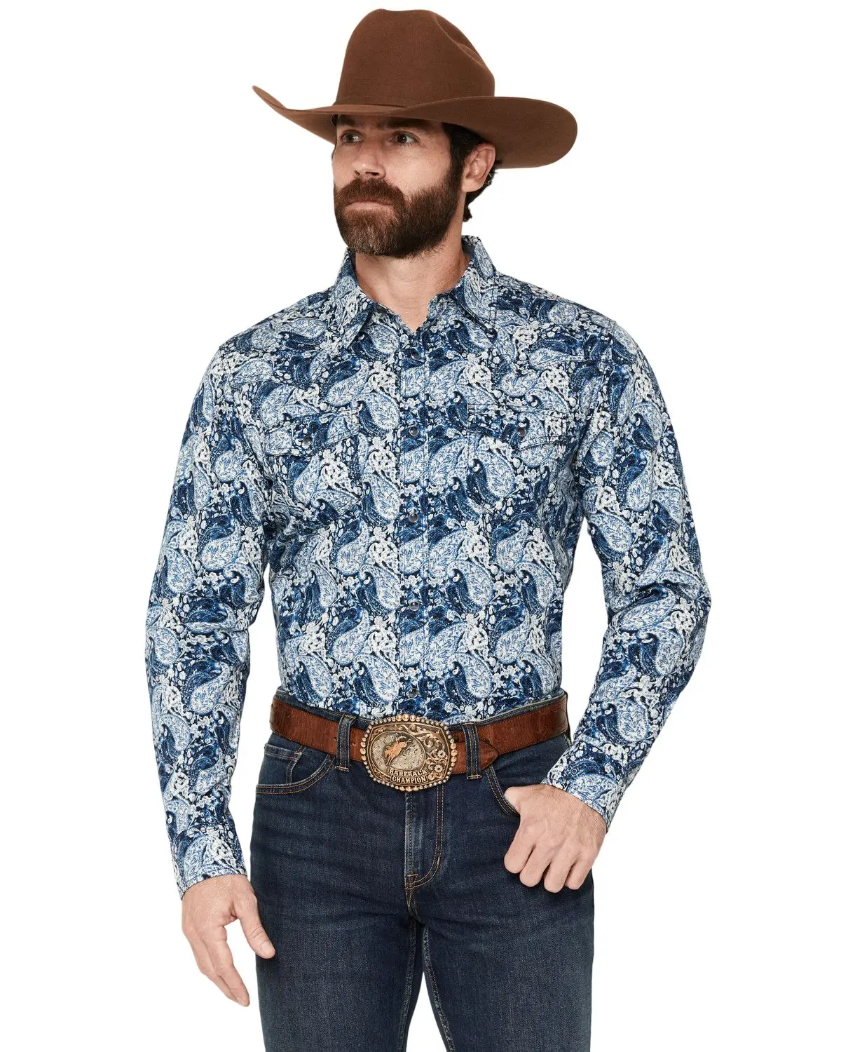 Cody James Men's Men'S Escape Route Paisley Print Long Sleeve Snap - Cjsu26w22-Ltbl