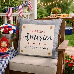 PANEL ONLY: SQUARE Summer Fall Spring Patriotic Military Veteran God Bless USA July 4th Sept 11 Remembrance Independence American Farmhouse AMERICA LAND THAT I LOVE