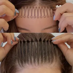 6pcs wavy bangs clip, a simple and elegant alloy hollow oval hairstyle tool, suitable for fixing scattered hair - monochrome, suitable for use by 14 years old and above
