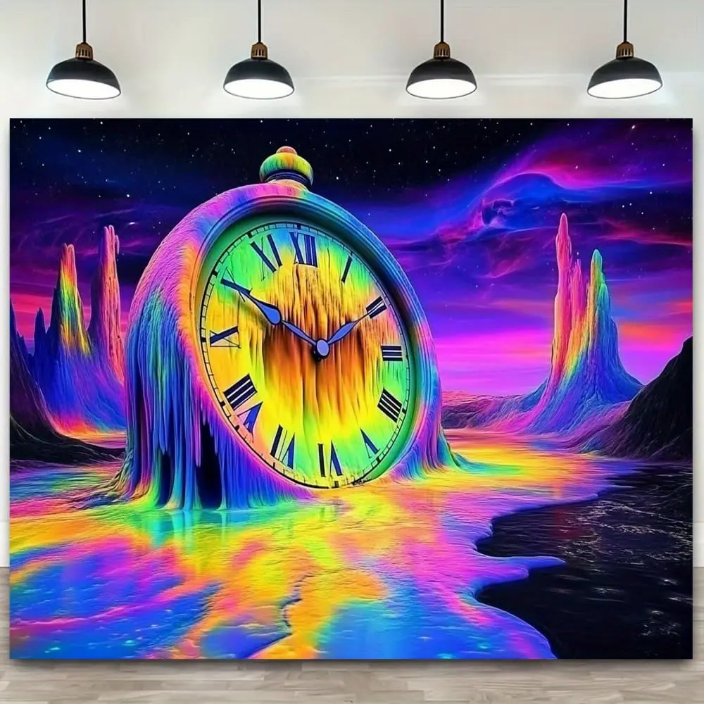 UV Blacklight Reactive Glow in the Dark Fluorescent Starry Sky Bell Tapestry - Decorative Durable Polyester Galaxy Banner, Multi-Size (59x39in/90.5x70.8in), Indoor Decor Game Room Piece, Unique Anniversary Gift, Housewarming, Stars
