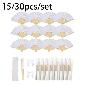 Summer Wedding Gift Fan Set, Ladies Folding Fans, Bowknot Fans, Transparent Sandbags, Party Decorations, Bridal Shower Gifts