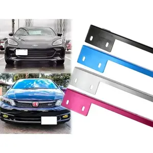 Style Brush Red Blue Silver Black or Pink Aluminum Bumper Front License Plate Mount Relocate Bracket