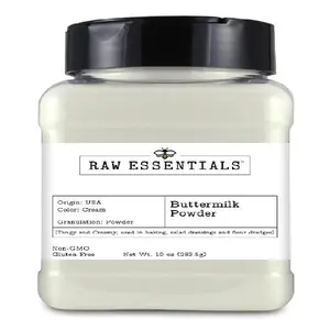Raw Essentials Buttermilk Powder - Tangy and Creamy Flavor - Used in Baking, Salad Dressings, and Flour Dredges - Non-GMO and Gluten Free - 10 Ounce Bottle