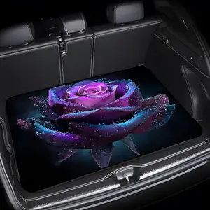 One fashionable car trunk mat, featuring magical glowing purple roses and waterdrop patterns, made of durable material, keeping the trunk dry and clean, trunk protection mat, Car Accessories