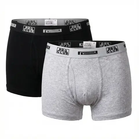 PROCLUB Men's 2-Pack 100% Cotton Ribbed Boxer Briefs - Algodón, Gentle Stretchy, Classic Plain, Breathable, Casual, Functional Front Fly, Elastic Waistband, All-Day Comfort, No-Irritation Fit, Body Coverage, Logo Detail, Multi-Size Menswear