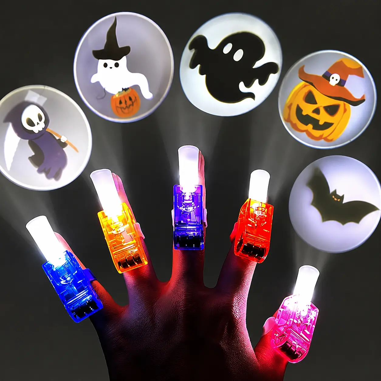 Halloween party favors—36 finger lights. Perfect for filling Halloween treat bags or baskets; suitable for boys and girls, and great as classroom rewards.
