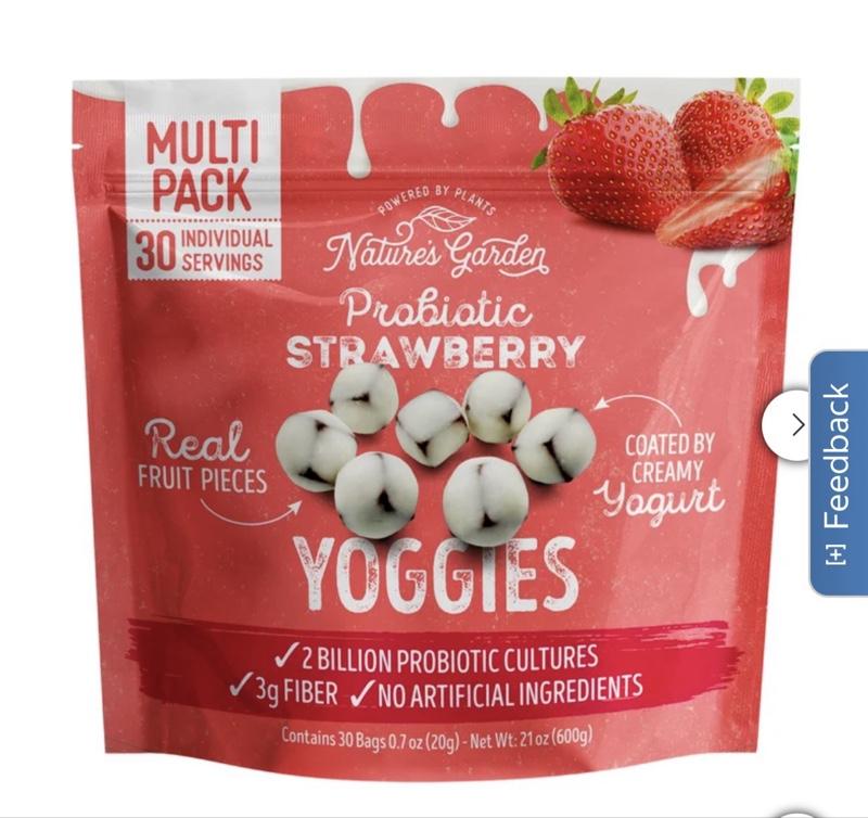 Probiotic Strawberry Yoggies 0.7 oz 30-count with 2 Billion Probiotic Cultures & 3g Fiber per Serving
