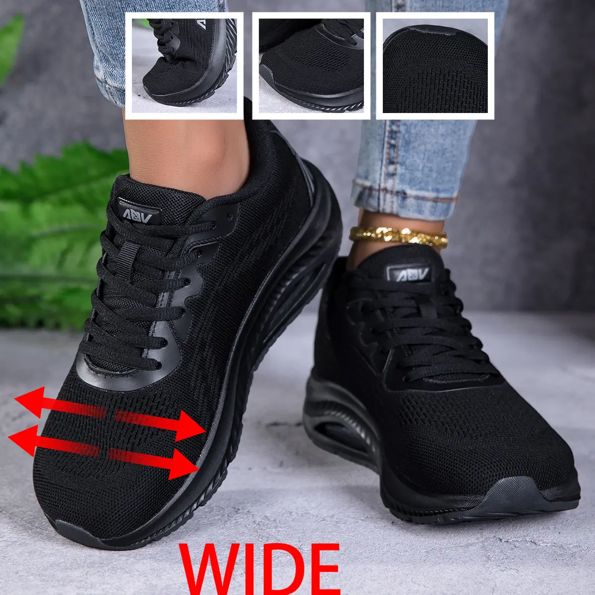 Women's Slip Resistant Knit Athletic Shoes - Lightweight, Breathable, Wide Toe Box, Orthopedic Air Cushion, Arch Cradled Fit for Nursing Female Long Shifts, Walking, Sports