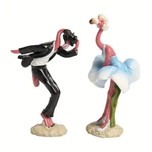 Wedding Centerpiece Table Decorations, Wedding Cake Topper Bride and Groom, Resin Flamingo Figurines Wedding Reception Dec
