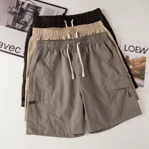 Solid Color Breathable Cargo Shorts, Casual Comfy Drawstring Waist Shorts for Summer, Men's Sport & Outdoor Clothing for Daily Wear, Gamis, Lightweight Shorts for Men Menswear Menswear Day