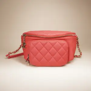 Pre-owned CHANEL leather Belt Bags Quilted Business Affinity Waist Belt Bag Pink