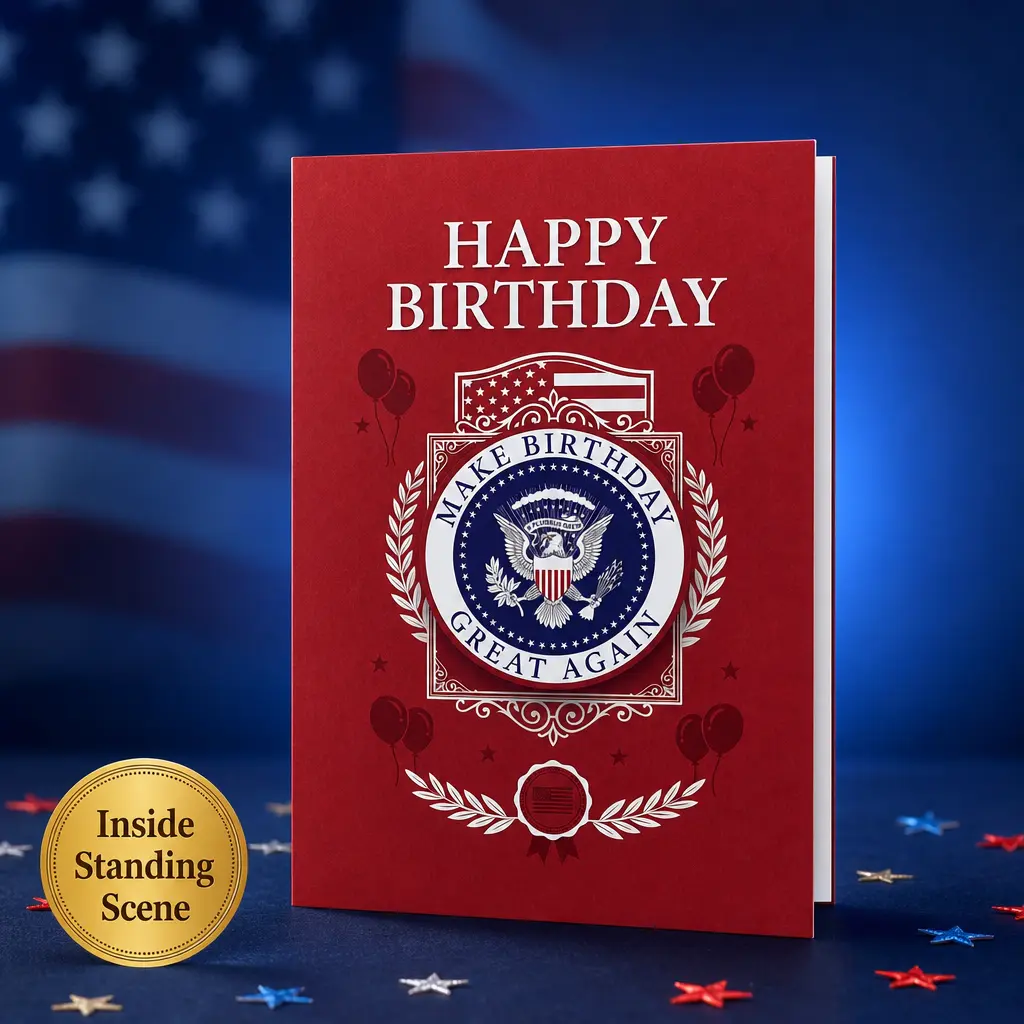 Hilarious Parody Slogan Paper-Based Greeting Card - 5x7 in with Envelope, Real Voice Audio, "Make Birthdays Great Again" Political Gag Gift for Moms, Dads, Office Stationery Birthday Card, Parents, Slogan Greeting Cards