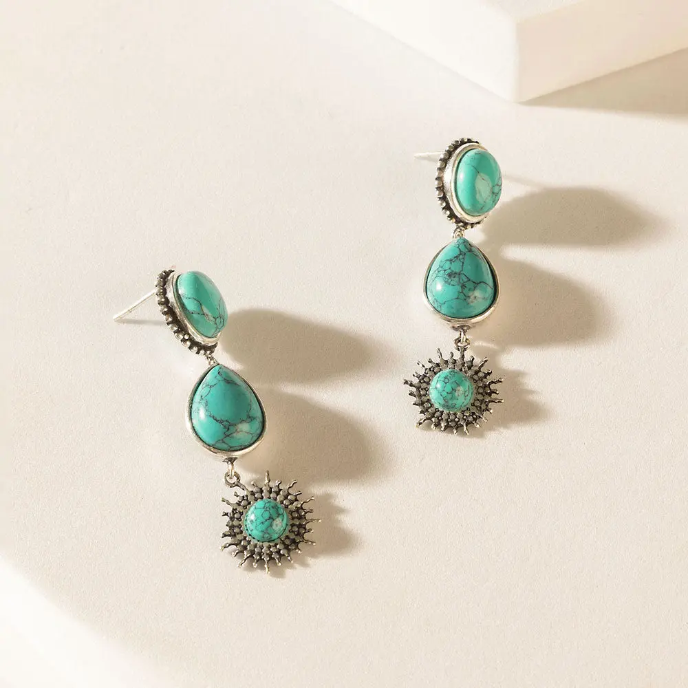Myra Wildlight Spirit Bohemian Earrings - Boho Chic Western Statement Earrings in Mirage Teal, Bohemian Jewelry