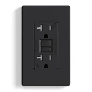 GFCI Outlet 20 Amp, Self-Test GFI Electrical Outlet with Thinner Design, TR Tamper Resistant GFCI Receptacle, Ground Fault Circuit Interrupters with Wall Plate, UL Listed, Matte Black, 1 Pack
