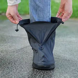 1 pair short rain shoe covers - lightweight elastic opening, hand washable white, Waterproof cover, suitable for outdoor travel and humid weather, reusable zipper closure, close fitting design, holiday gift
