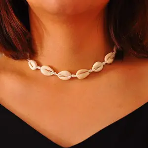 2Pcs Shell Necklace Anklet for Women Handmade Adjustable Puka Beach Shell Necklace Set
