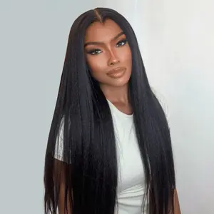 Wiggins Hair Lagos Hairline Widow's Peak Light Yaki Wig Pre Cut 13x5 Lace Ready To Go Wig Human Hair Glueless Drawstring Wigs Lace Frontal Wig