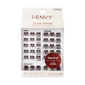 i-ENVY Cluster Palette Neutral Refill Eyelashes Extensions Cosmetic CPR05 - 36 Clusters for Natural or Bold Look