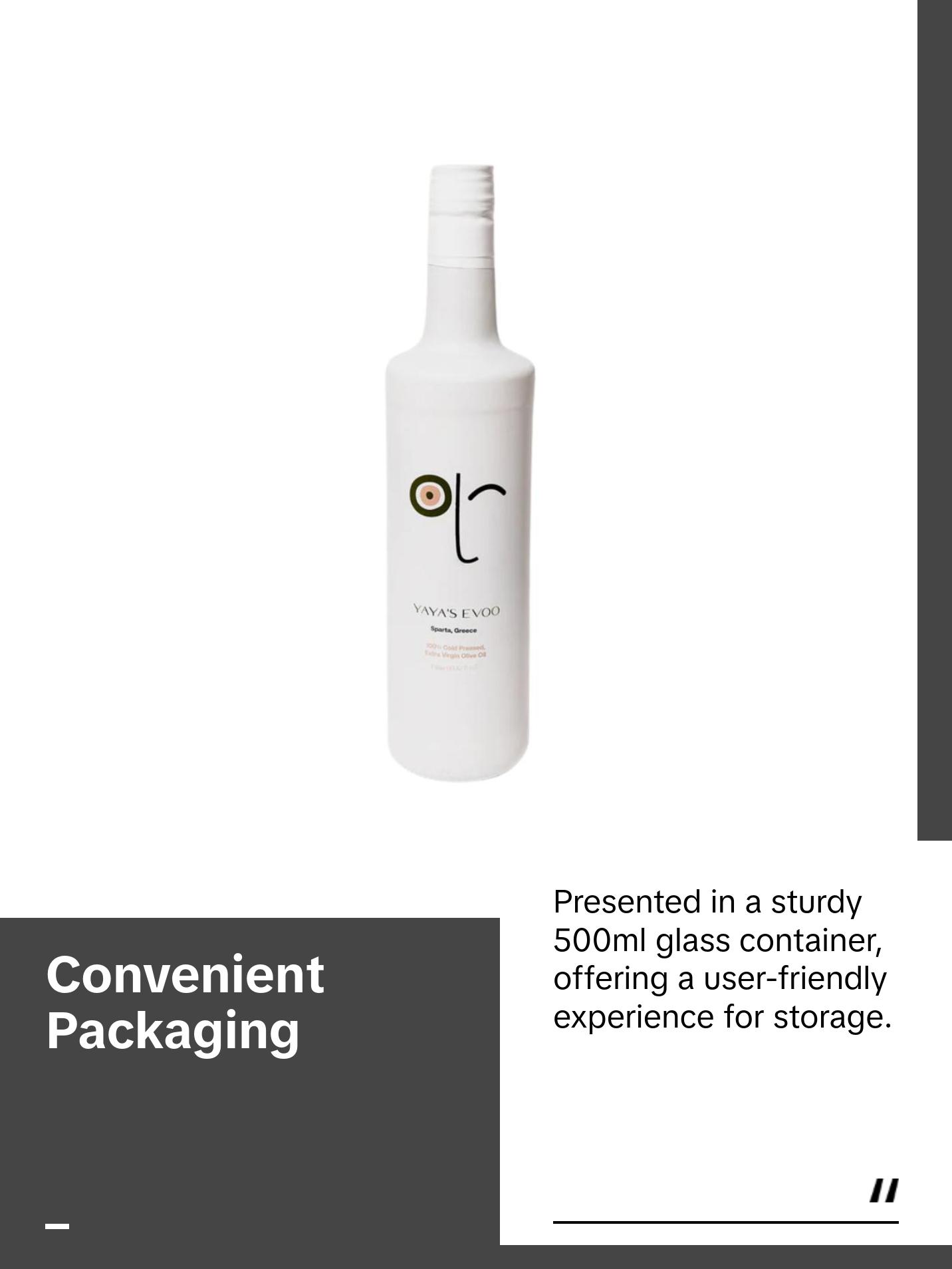 YAYA'S EVOO - Cold Pressed Extra Virgin Olive Oil, Staight from Greece. 100% Pure EVOO, Natural Superfood, High Antioxidant, Polyphenol Rich Fruit