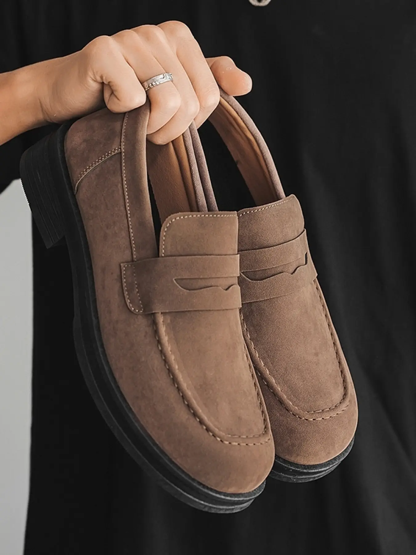 4-Color Slip-On Loafer Driving Shoes (39-44 Sizing) - Suede Texture Upper + Lightweight Thick Sole + Slip-On Design, For Daily Commute & Casual Outfits, Comfortable & Fitted, Easy To Put On & Take Off, Minimalist & Versatile, Textured & Durable