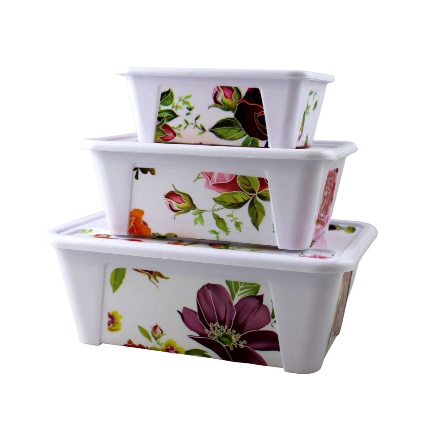 Home Collection 3-Piece Decorative Food Storage Containers with Snap Lids
