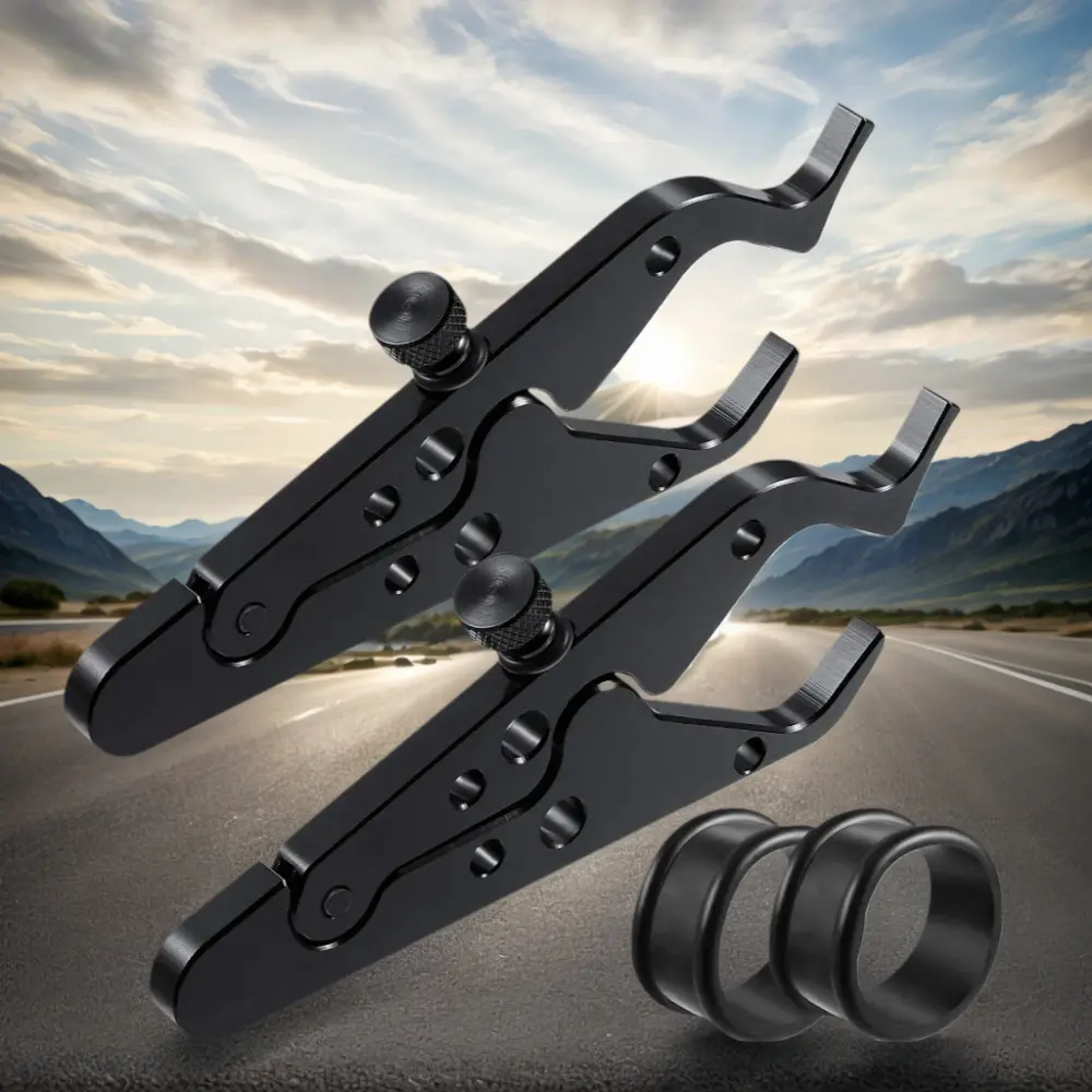 2pcs Motorcycle Throttle Lock Accelerator Cruise Control System, Aluminum Alloy, Silicone Ring Protector, Universally Applicable, Sleek Black Finish, Accelerator Lock