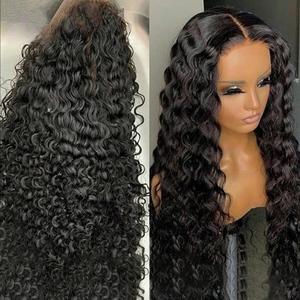 13X6Transparent Deep Curly Lace Frontal Wigs Water Wave Human Hair Wigs 13X4 Lace Front  Wigs For Women 180 Density Bling Pre Plucked