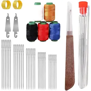 36PCS Premium Stainless Steel Big Eye Sewing Needles Kit for Hand Sewing, Threader Repair, Crafts Quilting, Beginner-Friendly (1Set)