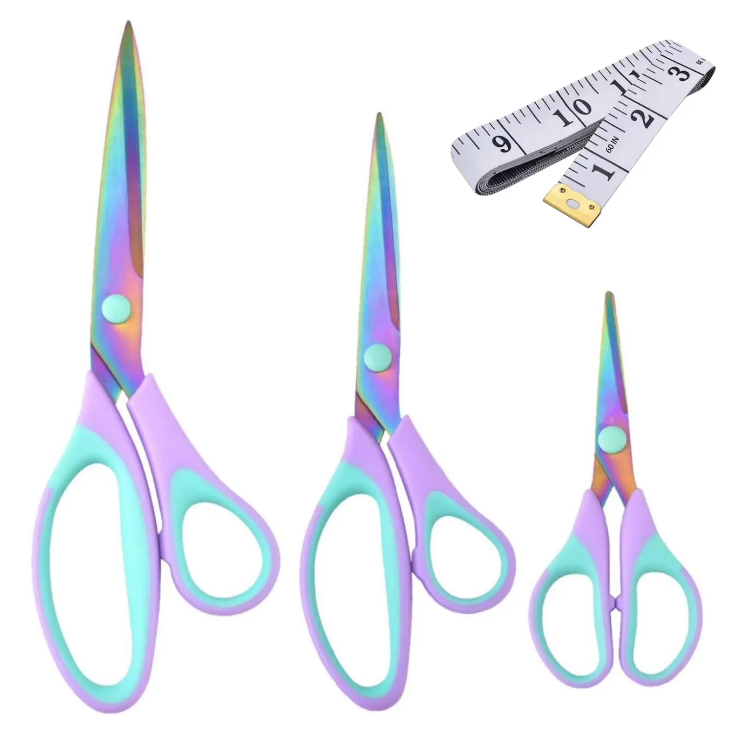 3 Pack Craft Scissors, All Purpose Sharp Titanium Blade Shears, Comfortable Grips, School Scissors, Ideal for Office, Home, Sewing, Fabric, Kitchen, Arts and DIY Supplies, 9.3" 8.5" 5.6"