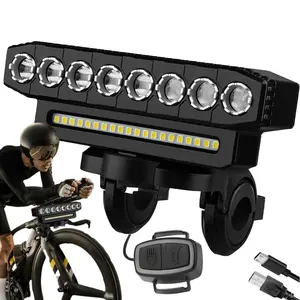 USB Rechargeable Bicycle Headlight, 9LED Bike Horn Headlight with Digital Display, High Lumen Night Riding Light, Outdoor Cycling Accessories,Bike light set,Bike light,Luces led para bicicletas,Bike accessories,Bicycle parts and accessories