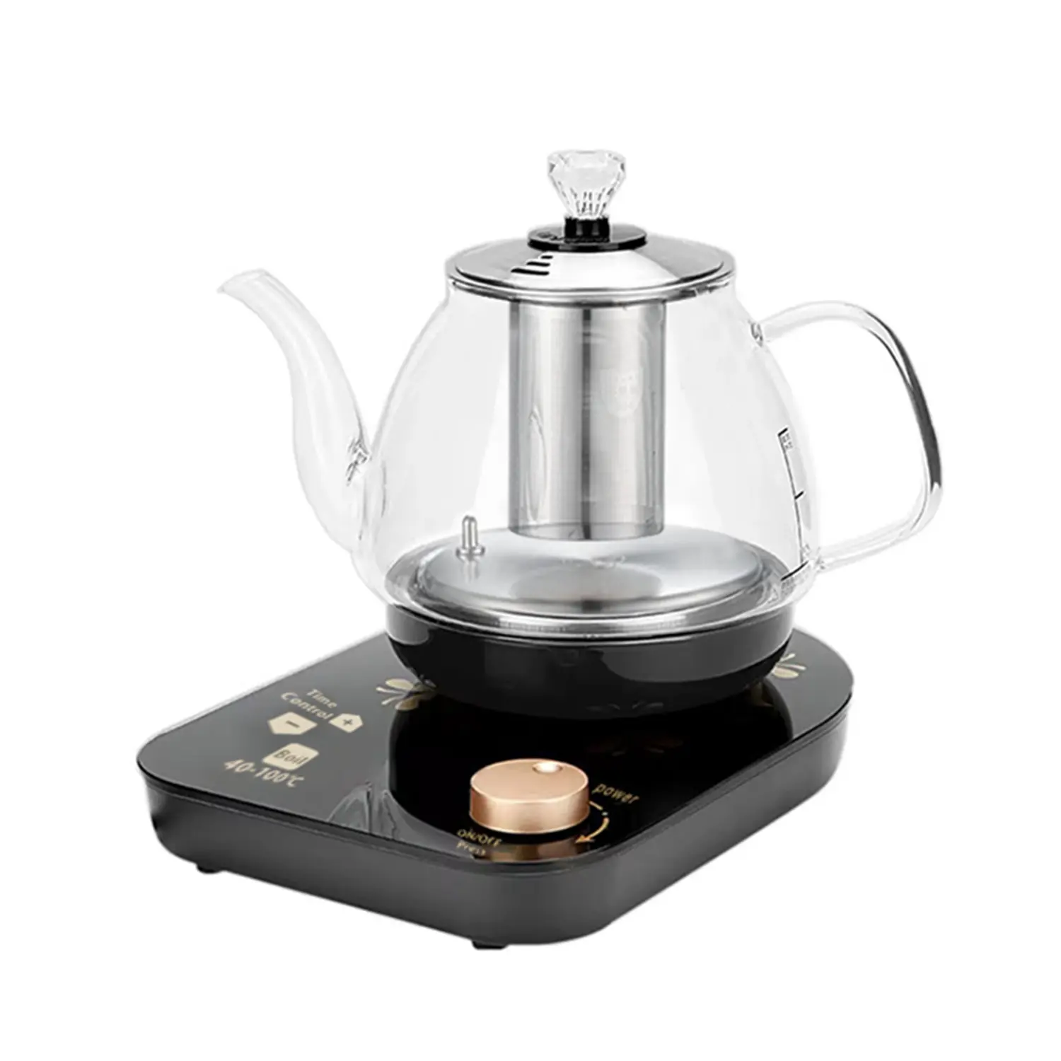 Compact Electric Glass Teapot with Standard Plug - 800W, 800ml, Food-Safe Material, Heat-Resistant Explosion-Proof Glass, Anti-Scald Handle, Drip-Proof Spout, Detachable Easy-Clean Filter Diffuser, Dual Mode Brewing, Keep Warm Function for Daily Use, Mode