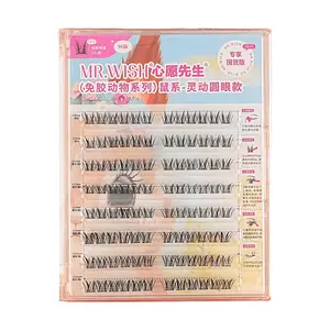 MR.WISH 96 Clusters Faux Mink Lashes - "Mouse" Style for Lively Round Eyes, Cruelty-Free & Reusable Individual Lashes
