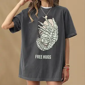 Alien Facehugger Graphic T-Shirt, Funny Xenomorph Free Hugs Memorabilia Shirt, Cotton, Full Colors, Full Sizes, For Men, For Women