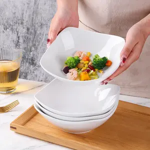 4 Pack Ceramic Serving Bowls, Multipurpose Salad Bowls for Fruit Veggie Potato Snack Appetizer, Home Kitchen Tableware