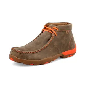 Twisted X Men's Chukka Driving Mocs-Bomber/Neon Orange