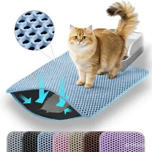 Double Layer Honeycomb Cat Litter Mat, Traps Litter & Easy to Clean，Waterproof Non-Slip Cat Litter Trapping Mat for Litter Box Area
