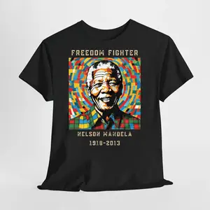 Freedom Fighter T-Shirt Featuring Iconic Nelson Mandela Artwork and Legacy