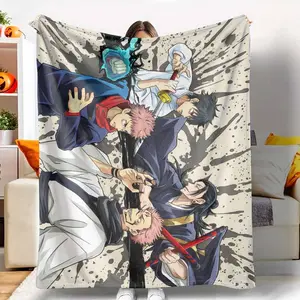 Anime Battle Style Flannel Blanket， Dynamic Action Ink Splash Design， Soft Warm Breathable Lightweight Cozy Throw， Perfect for Bedroom Living Room Office Sofa Camping Gift Decoration