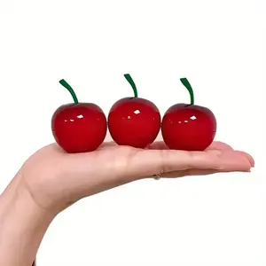 3 Piece 8g Cherry Fruit Design Lipstick Container, Blank Plastic Case with Rotating Cap, Unfragranced, Portable Sealed Storage, Makeup Organizer Box, Beauty Organizer